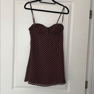 Brown Polka Dot Spaghetti Strap Dress NWT white fox
